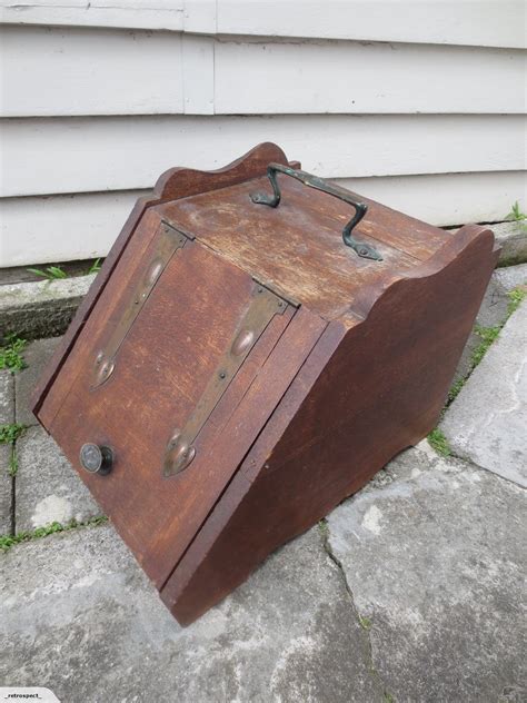 vintage metal coal box|vintage coal box.